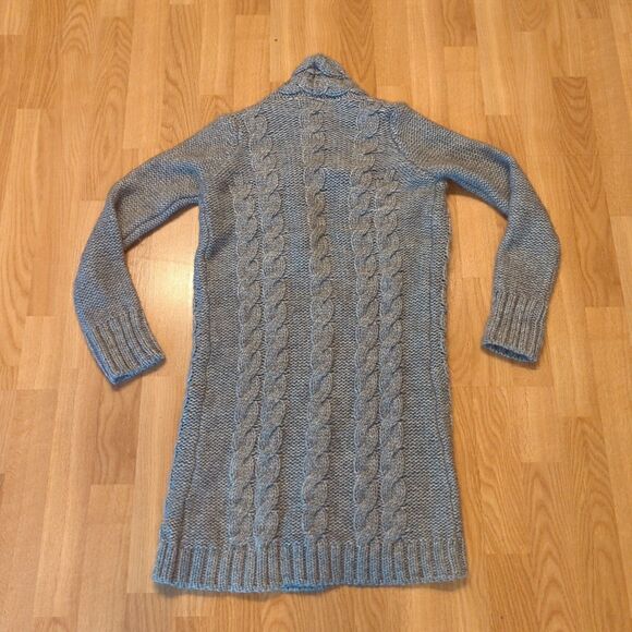 Anthropologie Elsamanda Sweater Cardigan Womens Small Gray Chunky Knit Open Long - Picture 3 of 7
